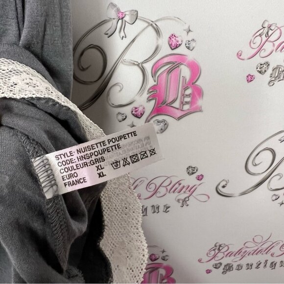 Valege dress grey white ruffle detail bow tie up lace ruffle frills cute y2k - Picture 7 of 9